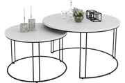 Komplet dwóch stolików kawowych loft czarny + biały - Eksa 4X Edinos