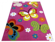 Różowy dywan dla dziewczynki w motylki - Mexi 400 x 500 cm Profeos