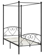 Czarne metalowe łóżko z baldachimem 100x200 cm - Nila Edinos