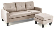 Beżowa sofa wypoczynkowa z podnóżkiem - Tuberosa Edinos
