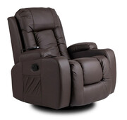 Ciemnobrązowy fotel masujący z podnóżkiem - Imar 3X Elior