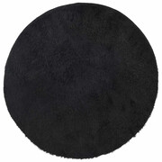 Czarny okrągły dywan z długim włosiem 240 cm - Molaris 5X Edinos