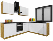 Komplet narożnych szafek kuchennych 260 cm dąb artisan + szary - Orfa 28X Edinos