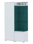 Szafa z siedziskiem tapicerowanym biały + zielony - Furol 5X Elior