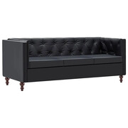 3-osobowa Sofa Majorka w stylu Chesterfield - czarna Edinos