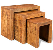 Zestaw trzech stolików drewnianych - Tomino 2X Elior