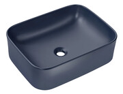 Granatowa ceramiczna umywalka nablatowa + korek - Corden 50 cm Edinos