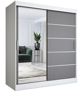 Szafa przesuwna ubraniowa 180 cm biel + antracyt - Ebia 5X Edinos