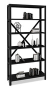 Czarny regał w stylu loft z metalowym stelażem - Alwaro 4X Edinos