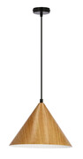 Lampa wisząca z kloszem imitującym drewno jasny dąb - D281-Inox Lumes