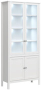 Biała dwudrzwiowa witryna z oświetleniem i szafką - Jasaro 21X Elior