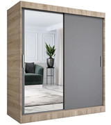 Szafa przesuwna dąb sonoma + antracyt 180 cm - Seko 5X Edinos