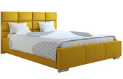 Żółte tapicerowane łóżko 200x200 Campino 3X + materac piankowy Contrix Superb Elior