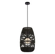 Czarna lampa wisząca z plecionym kloszem - K397-Emido Lumes