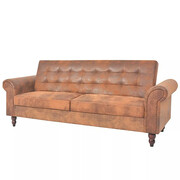 Rozkładana pikowana brązowa sofa skórzana - Algero Edinos
