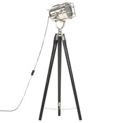 Czarna lampa stojąca retro drewniana - EX191-Erfis Lumes