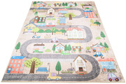 Beżowo-kolorowy dywan z miasteczkiem dla dzieci - Kazo 6X 140x200 Profeos