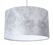 Srebrno-biała lampa wisząca z abażurem - S393-Uvas Lumes