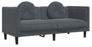 Ciemnoszara aksamitna sofa 2-osobowa z poduszkami - FINO 4X Edinos