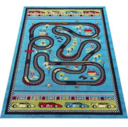Niebieski dywan z motywem toru wyścigowego - Asko 6X 400 x 500 cm Profeos