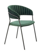 Komplet zielonych aksamitnych metalowych krzeseł 4 szt. - Eledis 3S Elior