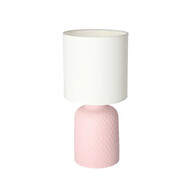 Różowa lampa stołowa z wytłoczonym wzorem na ceramicznej podstawie - V085-VELVET Lumes