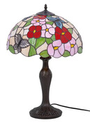Dekoracyjna witrażowa lampa stołowa w kwiaty - A665-Apro Lumes