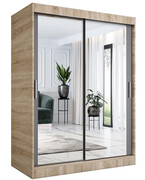 Szafa przesuwna z lustrem 150 cm dąb sonoma + antracyt - Kukkin 4X Edinos