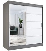 Przesuwna szafa z lustrem 180 cm antracyt + biel - Ebia 5X Edinos