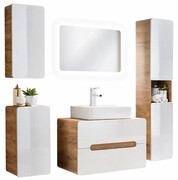 Komplet wiszących mebli łazienkowych biały połysk - Zeftox 4Q 60 cm Edinos