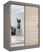 Szafa przesuwna antracyt + dąb sonoma 150 cm - Ebia 4X Edinos