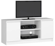 Biała szafka pod telewizor z drzwiczkami - Galapi 5X 140 cm Edinos