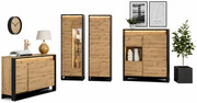 Zestaw mebli do salonu z szafą dąb artisan + czarny - QA-10 Edinos