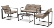 Beżowy zestaw ogrodowy sofa + 2 fotele + ława - Denoli Edinos