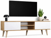 Skandynawska szafka pod telewizor dąb artisan + biały - Dubby 5X 160 cm Edinos