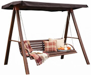 Huśtawka ogrodowa drewniana orzech 160 cm - Kaori 4X Edinos