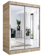 Szafa przesuwna z lustrem 150 cm dąb sonoma + biały - Kukkin 4X Edinos