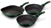 3 zielone patelnie z powłoką granitową - Fisko 8X Edinos