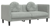 Jasnoszara aksamitna sofa 2-osobowa z poduszkami - FINO 4X Edinos