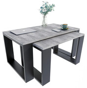 Komplet dwóch stolików kawowych beton + czarny - Juna 4X Elior