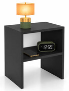 Czarna minimalistyczna szafka nocna 40 cm z półką - Evla Edinos Premium