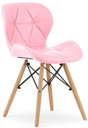 Różowe krzesło kuchenne tapicerowane ekoskórą - Zeno 3X Elior