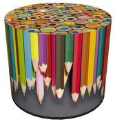Okrągła kolorowa pufa dziecięca 8 wzorów - Basti wzór, kolor: 4 Elior
