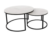 Komplet dwóch nowoczesnych stolików kawowych marmur + czarny - Mirden 3X Elior