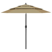Okrągły trzypoziomowy parasol ogrodowy taupe - Asar Edinos