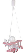 Różowa dziecięca lampa wisząca samolot drewniana - S199-Powen Lumes