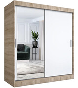 Szafa przesuwna dąb sonoma + biały 180 cm - Seko 5X Edinos