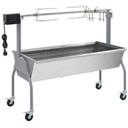 Srebrny grill ogrodowy z rożnem do pieczenia - Vanil Edinos
