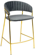 Szary tapicerowany hoker welurowy glamour - Olva 4X Edinos