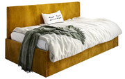 Musztardowe łóżko tapicerowane Somma 4X - 3 rozmiary 120x200cm Elior